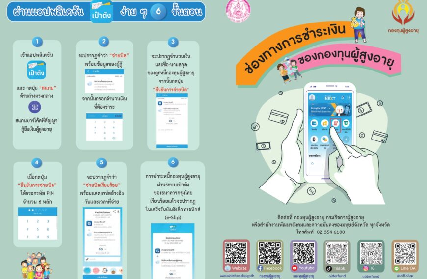 ช่องทางการชำระเงินกู้ กองทุนผู้สูงอายุ ปี พ.ศ.2567