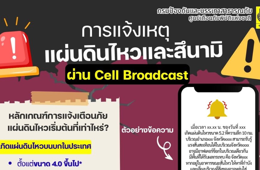 การซักซ้อมแนวทางการปฏิบัติการแจ้งเตือนภัยผ่านสัญญาโทรศัพท์เคลื่อนที่ (Cell Broadcast)